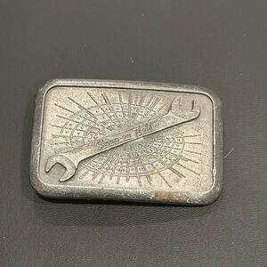 VINTAGE 80s ~ SNAP-ON TOOLS Collectible PEWTER BELT BUCKLE in GUC